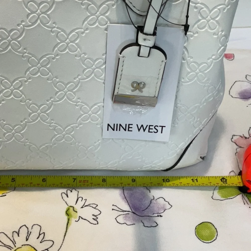 Nine West Embossed White Satchel.